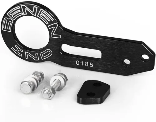 Vista 6 de Kit de Gancho de Remolque para Auto Universal, Gancho de Remolque Trasero de Aluminio para Coche (Negro) Premium-quality aluminum tow hook with a
