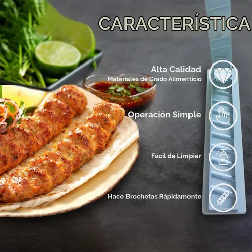 Vista 3 de Molde para Hacer Kebab Plástico Prensa para Pinchos de Carne Herramienta para Hacer Kebab Barbacoa (Gris)