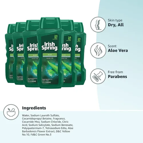 Vista 11 de Irish Spring Jabón corporal para hombre, aloe vera – 18 onzas (paquete de 6)