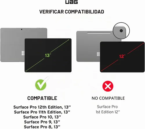 Vista 2 de URBAN ARMOR GEAR UAG - Funda diseñada para Microsoft Surface Pro 11/10/9 con soporte multiángulo y soporte para bolígrafo, compatible con cubierta