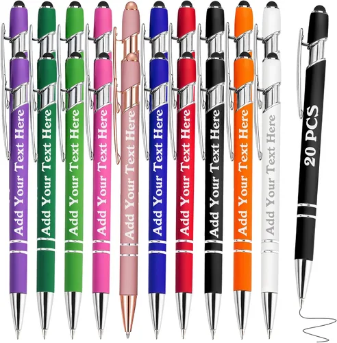 Vista 81 de Bolígrafos personalizados a granel grabados personalizados con punta de lápiz capacitivo, bolígrafos personalizados de tinta negra, regalos