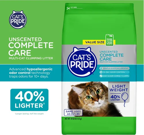 Vista 2 de Cat's Pride Premium arena para gatos ligera aglomerante: cuidado completo - hasta 10 días de potente control de olores - hipoalergénica