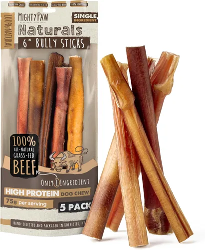 Vista 11 de Mighty Paw Naturals - Palitos masticables rizados para perros – Masticables de carne de res alimentada con pasto. Palitos para perros grandes, razas