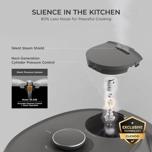Vista 7 de CUCKOO Olla arrocera de doble presión de 6 tazas sin cocer / 12 tazas cocidas con tecnología de calentamiento por inducción, sistema de presión