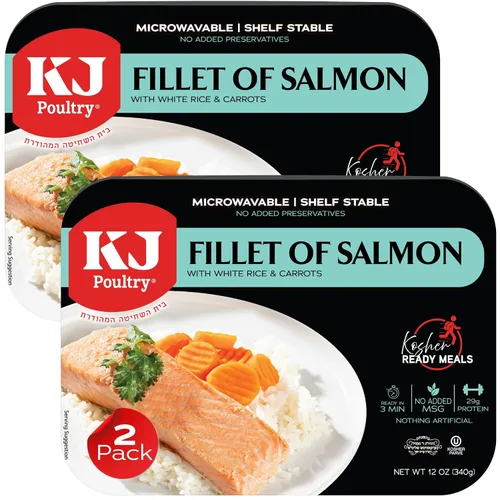 Vista 12 de KJ Poultry Kosher Ready Meals - Filete de salmón y pescado, comida Parve MRE lista para comer, alimentos proteicos, halal, (1 unidad) preparado