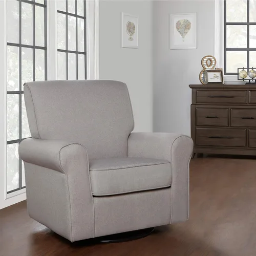 Vista 2 de Evolur London - Asiento giratorio tapizado de felpa, diseño ergonómico para guardería en fósil, montaje sin herramientas, fácil de limpiar