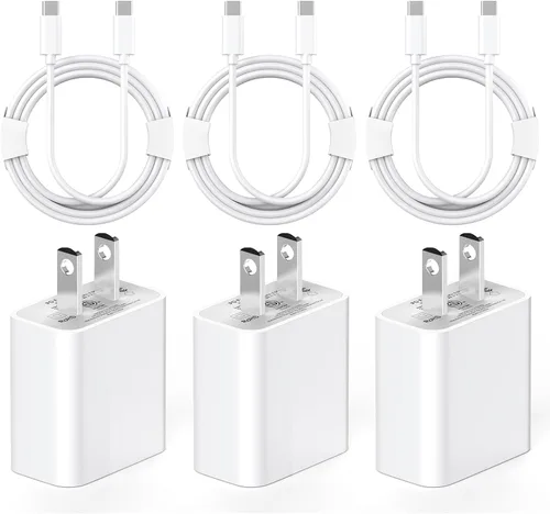 Vista 8 de Matsusho Cargador para iPhone 15 de carga rápida, 2 unidades de 20 W de doble puerto PD+QC3.0 bloque de cargador de pared con cable de carga USB C a