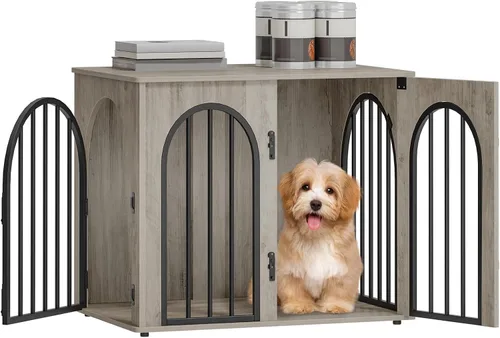 Vista 29 de Hzuaneri Jaula de Madera para Perros de 26.8'', Muebles de Jaula para Perros de Interior, Jaula para Perros Pequeños, Jaulas de Servicio Pesado