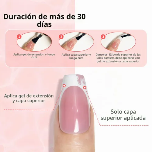 Vista 6 de JODSONE Gel Constructor para Uñas, Juego de 4 Piezas de 10ML, Fortalecedor de Puntas y Extensiones de Uñas, Necesario de Curación con Lámpara