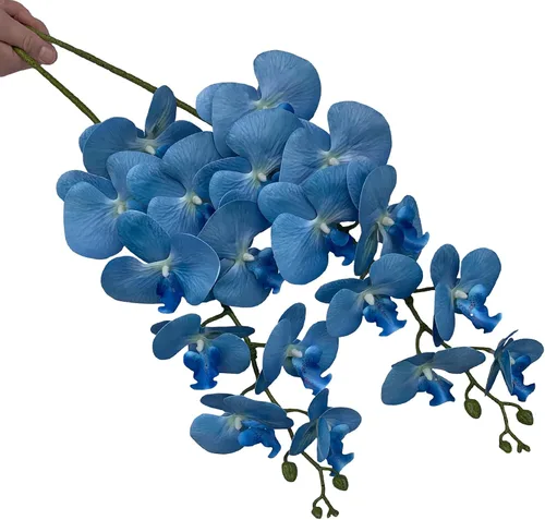 Vista 4 de FagusHome Phalaenopsis - Flores artificiales de 9 cabezas, 4 piezas de orquídeas artificiales de 42 pulgadas, plantas de tallo para decoración