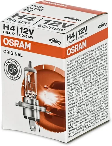 Vista 2 de Osram Bombillas halógenas H4 64193 para faros delanteros, paquete de 2 unidades.