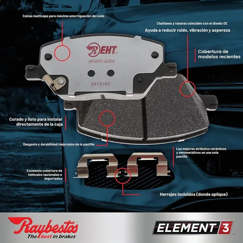 Vista 2 de Raybestos Element3 EHT™ EHT436AH Juego de repuesto de pastillas de freno delantero, paquete de 2