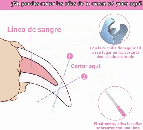 Vista 4 de Juego de 5 cortaúñas para perros y gatos, recortadores de uñas de garras para mascotas, con bloqueo protector para evitar cortes excesivos Rosa