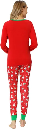Vista 3 de YIJIU Pijamas de Navidad con estampado de ciervos y tótem de manga larga