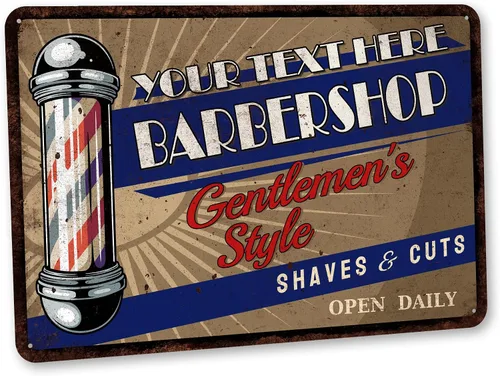 Vista 9 de Chico Creek Signs Letrero de barbería, decoración de salón, 8 x 12 pulgadas, aluminio, retro