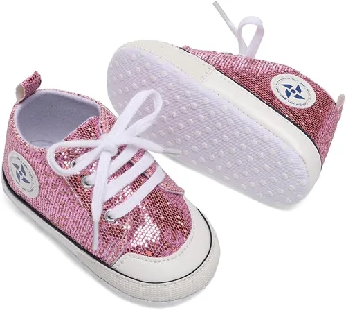 Vista 5 de Zapatos de lona para bebés recién nacidos, suela suave, para los primeros pasos, zapatos planos para niños pequeños, zapatos de mezclilla unisex