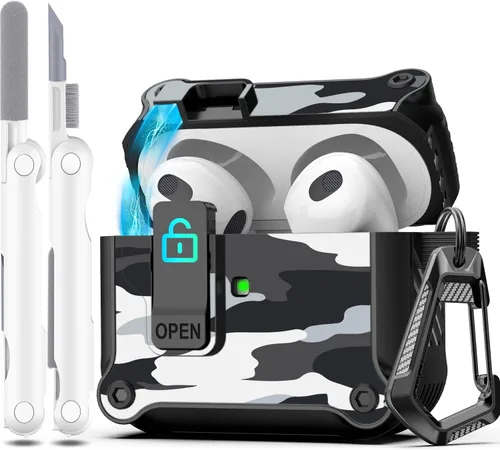 Vista 99 de R-fun Funda de carga compatible con AirPods de 2ª generación 2019, 1ª generación 2016, protección completa contra caídas, tapa desplegable