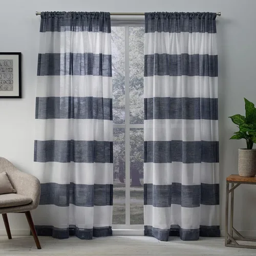 Vista 10 de EXCLUSIVE HOME Darma - Par de paneles de cortinas de lino transparente con bolsillo para barra, 50 x 84 pulgadas, color negro perla