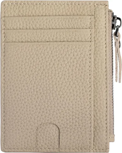 Vista 21 de Cartera delgada para mujeres de piel pequeña con bloqueo RFID, tarjetero minimalista con bolsas para monedas y fundas, Negro, Moderno