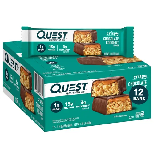 Vista 17 de Quest Nutrition - Barra de proteína crujiente para pastel de cumpleaños, 0.67 onzas de proteína, 0.04 oz de azúcar, 0.07 oz de carbohidratos netos