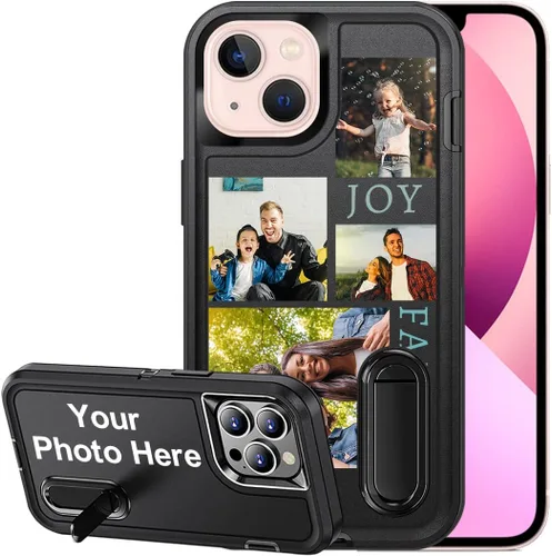 Vista 22 de Funda personalizada para iPhone 13, soporte incorporado/función atril, protección resistente a los arañazos, cubierta de fotos personalizada