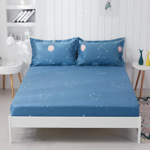 Vista 5 de FADFAY Planet Star Constellation - Juego de sábanas de 100 % algodón con estampado de luna de meteorito y universo, tamaño Queen, para niños
