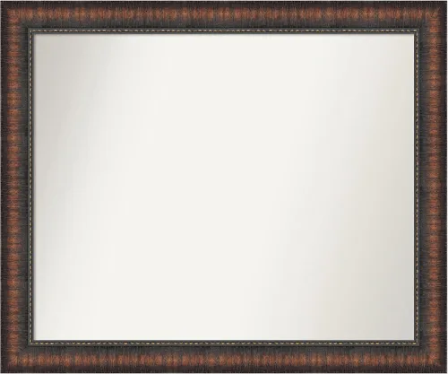 Vista 159 de Amanti Art Espejo de baño marrón para sobre el fregadero, 24 x 24 pulgadas, espejo de tocador cuadrado marrón Caleb, marco de madera rústica