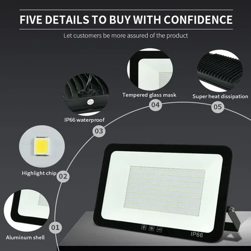 Vista 2 de Paquete de 4 Luces LED de Inundación para Exteriores, Luz de Trabajo LED de 50W 5500lm con Enchufe de EE.UU. de 6FT, Luces de Seguridad Exteriores