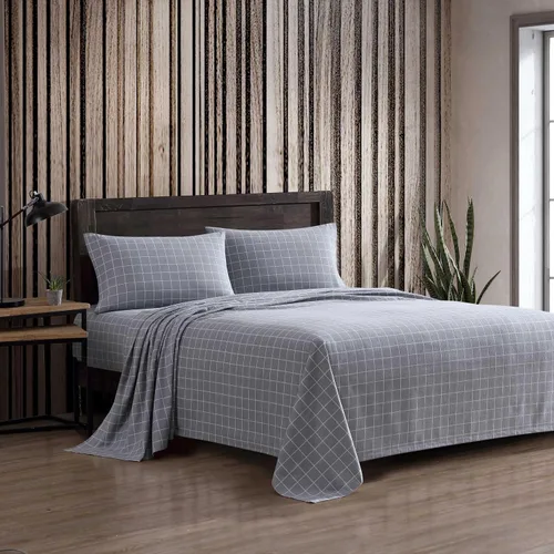 Vista 18 de Eddie Bauer - Sábanas de cama individual, juego de ropa de cama de franela de algodón con funda de almohada a juego, cepilladas para mayor suavidad