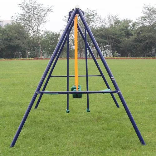 Vista 3 de Juego de columpios para patio trasero al aire libre resistente con marco en A para niños pequeños