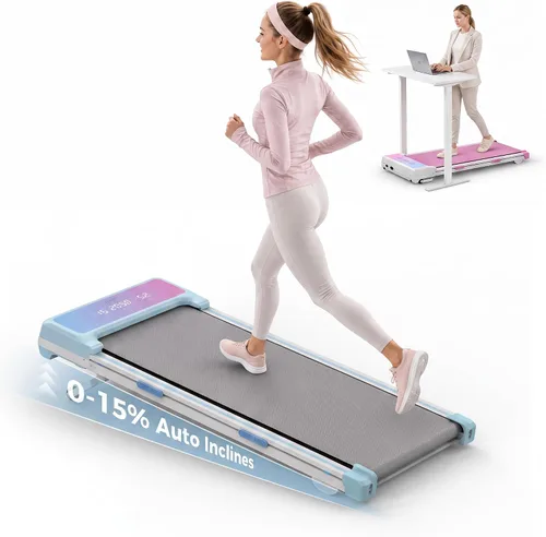 Vista 10 de Cinta de correr para debajo del escritorio con 15% de inclinación automática, almohadilla de marcha con motor sin escobillas de 3.5 HP, caminadora