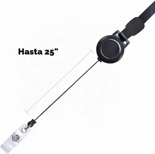 Vista 5 de Cordón retráctil con soportes para tarjetas de identificación, correa para el cuello desmontable y carrete retráctil, diseño de 2 modos de uso