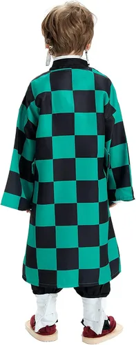 Vista 3 de Kamado Tanjirou - Disfraz de cosplay para niños kimono uniforme de anime con aretes