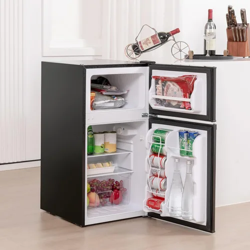 Vista 3 de COSTWAY Mini refrigerador de 3.2 pies cúbicos con congelador Negro