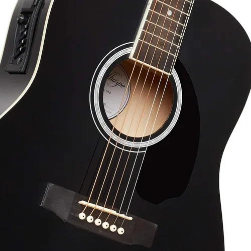 Vista 4 de Ashthorpe Paquete de guitarra acústico-eléctrica Dreadnought de tamaño completo - Maderas tonales premium - Negro