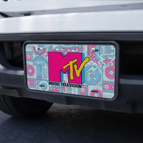 Vista 3 de MTV Techno - Placa de matrícula de metal con logotipo de neón