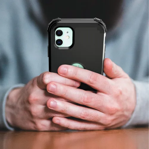 Vista 4 de IDweel Funda para iPhone 11 con Protector de Pantalla de Vidrio Templado, Híbrida 3 en 1 Resistente a Golpes Delgada de Protección Resistente
