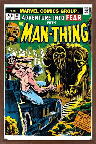 Vista 17 de Trends International Marvel Comics: Man-Thing #16 - Póster de pared, 22.4 pulgadas de largo x 14.7 pulgadas, versión enmarcada en madera de granero