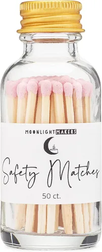 Vista 10 de Moonlight Makers Fancy Matches in Jar - 50 fósforos de seguridad de madera, tarro decorativo de vidrio con golpeador, soporte reutilizable, tapa