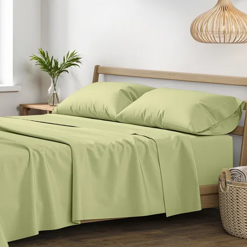 Vista 23 de XOOX Linen Juego de sábanas 100% algodón egipcio, sábanas de lujo de 1200 hilos de algodón egipcio tamaño Queen (4 piezas, gris claro), suave como