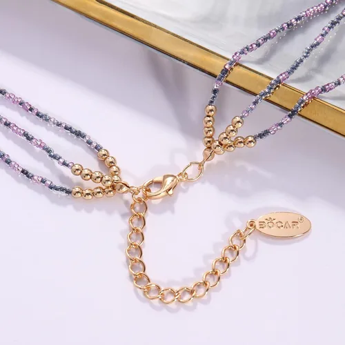Vista 5 de Bocar Collar para mujer, collar de cuentas de 3 capas, joyería de moda, regalos de fiesta para ella
