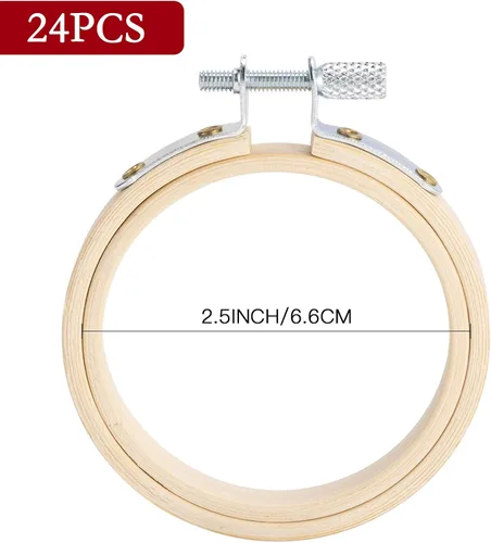 Vista 2 de Caydo Aros de bordado pequeños de 2.5 pulgadas a granel, 24 piezas Aro de punto de cruz de bambú círculo mini bordado aros para adornos