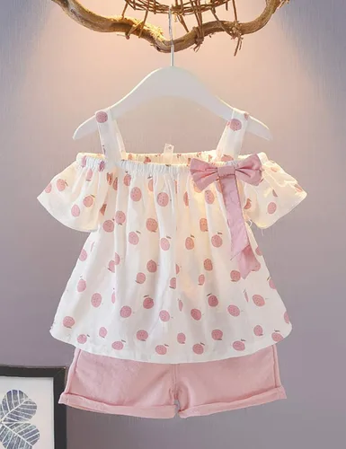 Vista 8 de Hipea Ropa de verano para bebés y niñas pequeñas camisola con volantes lunares y pantalones cortos casuales ropa para recién nacida