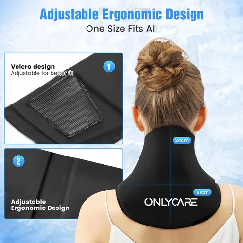 Vista 7 de ONLYCARE Gel de envoltura de hielo para el cuello – Paquetes de hielo mejorados para cuello reutilizable, compresa caliente y fría, alivio