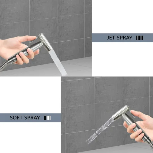 Vista 4 de Rociador para bidé – Spray de chorro manual para inodoro, presión de agua ajustable para ducha musulmana, fácil de instalar - Acero inoxidable