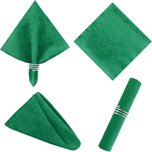 Vista 22 de Servilletas cuadradas de jacquard blanco, servilletas de poliéster suave resistentes a las arrugas con diseño damasco, servilletas de tela