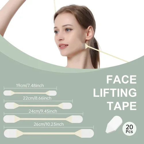 Vista 3 de Cinta de levantamiento facial, ultra fina invisible para rostro instantáneo, ocultando arrugas faciales del cuello en V, estiramiento facial de piel