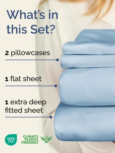 Vista 144 de Extra Deep Twin XL Sheet Set - 3 Piece College Dorm Room - White 01-Blanco