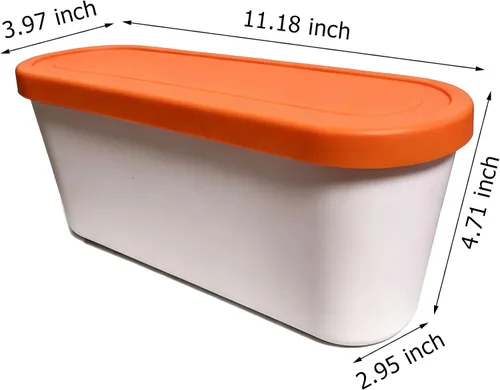 Vista 4 de Recipientes reutilizables para helados caseros (2.2 cuartos de galón) Juego naranja+verde