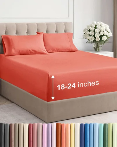 Vista 22 de Sábanas individuales de bolsillo extra profundo, sábanas transpirables y refrescantes de 3 piezas, juego de sábanas de lujo para hotel, suaves, sin